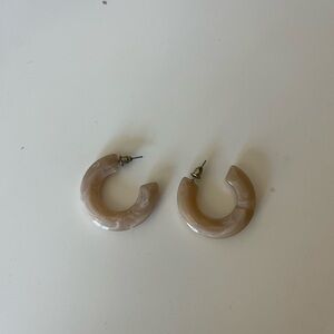 Pink/cream Hoop Earrings